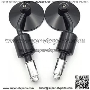MT425-25- A Set CNC Black Rear View Handle Bar End Round Mirrors 1" 1 inch 25mm Compatible with V-Star Virago Warrior Royal Star Harley CB1000R Suzuki Boulevard Intruder Kawasaki