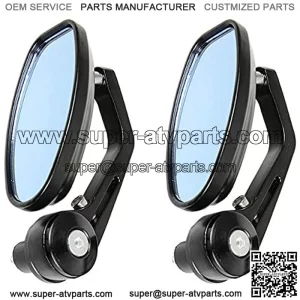 Etopar Black 7/8" Inch Aluminum Motorcycle Handlebar End Side Mirror Scooter Bike Rear View Mirror ATV Sport Rearview Handle Bar Blue Len Anti Glare