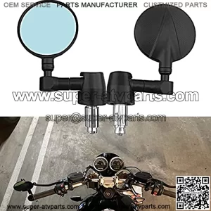 Motorcycle Handle Bar End Mirrors - Universal 7/8" 22mm Round Motorcycle Rear View Side Mirrors Fit for Cafe Racer Bobber Cruiser Scooter Bike ( Black )