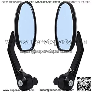 Black 7/8" Inch Motorcycle Motorbike Rear View Side Mirror Aluminum Rearview 22mm 25mm Handlebar End ATV Scooter Bike