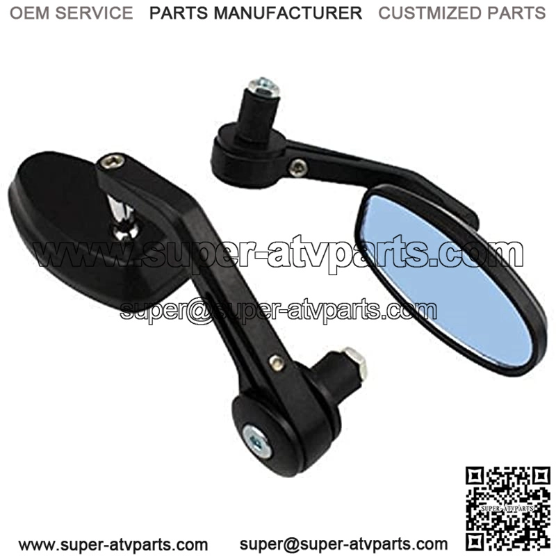 2PCS 7/8" Aluminum Rear View Mirrors Handle Bar End Oval for Motorcycle (Black) - Image 2