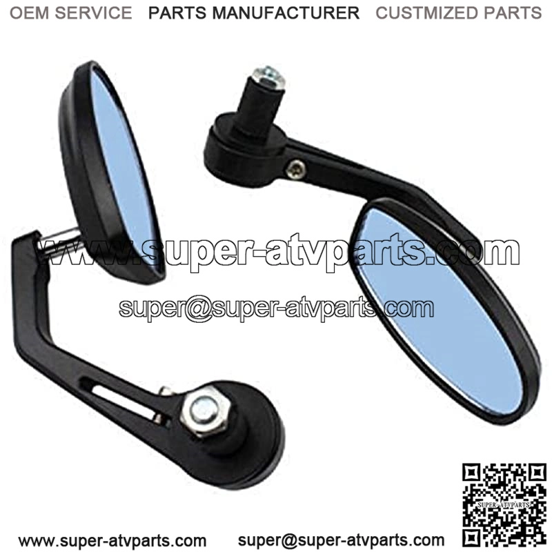2PCS 7/8" Aluminum Rear View Mirrors Handle Bar End Oval for Motorcycle (Black) - Image 3