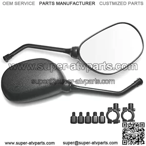 Pair Set of Motorcycle ATV Side Rear View Mirror with Black Bolts 7/8" Handle Bar Mount Clamp, Compatible with Scooter Moped Polaris Dirt Bikes