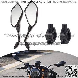 1505 Motorcycle Convex Rear View Side Mirrors with 10mm Bolt (Clockwise Thread) for ATVs Scooter Cruiser Electric Bicycle  Off-road Street Dirt Bike with 7/8 Handle Bar Black