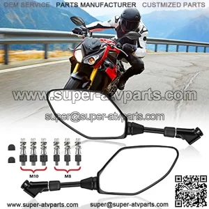 Universal Motorcycle Mirrors Rear View Side Mirrors Convex Black 8MM 10MM Standard Reverse Bolts For GROM Navi FZ07 FZ09 XSR700 XSR900 CB250R CB1000R Z400 Z1000 Z125 KLR650 SV650