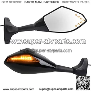 Motorcycle Sway Adjustable Rear Side View Mirrors Integrated with Signal Light Kit Compatible with Suzuki GSXR, Honda CBR600RR, ATV, Yamaha R1, R6, R6S and Kawasaki