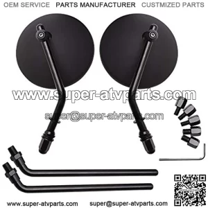 3.8" Motorcycle Handle Mirror Round Rear View Side Mirrors 8mm 10mm Universal Fit for Honda CB350 CB1100 Guide ATV Dirt Bike Cruiser Chopper Yamaha MT03 MT07 - Black #1