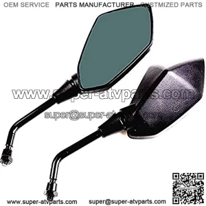 Heavy Duty Motorcycle Rear View Side Mirrors-10mm Clockwise Threaded Mounting Bolt-Fits for Kawasaki, Suzuki, Honda, Victory and More-Pair