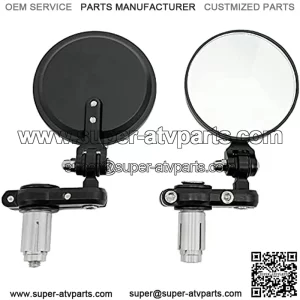 Bar End Mirrors,  Motorcycle Mirror 3 Inch Round Folding Rearview Convex Mirrors 7/8" Handlebar Compatible with Honda Scooter Kawasaki Victory Yamaha ATV