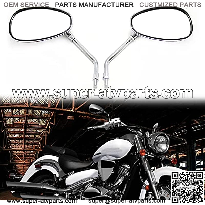 10MM Motorcycle Handlebar Rearview Side Mirrors for Sports Bike Cruiser Chopper Dirt Bike Scooter ()