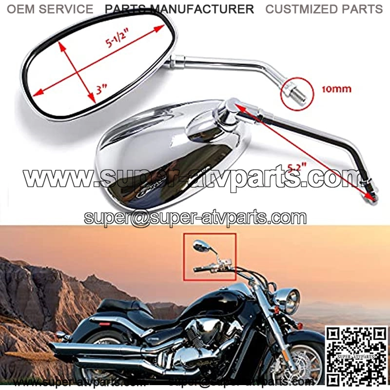 10MM Motorcycle Handlebar Rearview Side Mirrors for Sports Bike Cruiser Chopper Dirt Bike Scooter () - Image 3