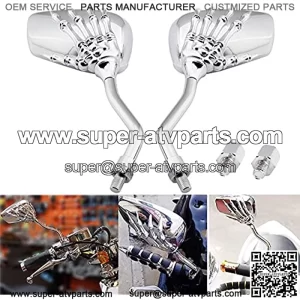 8mm/10mm Motorcycle Skull Skeleton Rearview Side Mirrors Compatible with Honda Yamaha Kawasaki Suzuki Aprilia