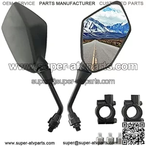 motorcycle mirrors-atv mirrors Motorcycle Rear view Mirror Side Mirrors 8mm or 10mm,compatible with Suzuki, Honda, Victory and More (Black Finish)