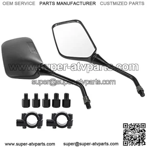 1 Set Universal 5.7" ATV Motorcycle Rear View Side Square Shape Mirrors Fits 7/8" Handlebar Mount Black