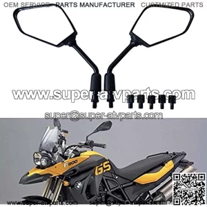 1Pair Heavy Duty Motorcycle Rear View Side Mirrors-8mm 10mm Clockwise Threaded Mounting Bolt-Fits for Kawasaki, Suzuki, Honda, Victory and More