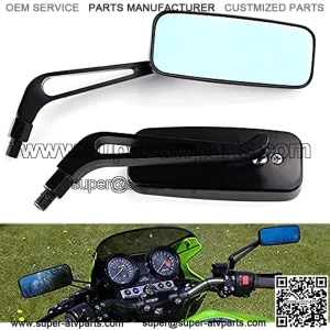 Motorcycle Rear View Mirror 8mm/10mm Rectangle Black Square Convex Smoke Blue Glass Handlebar Side Mirrors, For Harley Honda Suzuki Yamaha ATV Kawasaki Scooter Bobber Cruiser Chopper