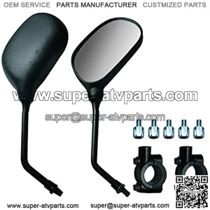 Rear View Mirror with 7/8" Handlebar Mount and M8 M10 Adapter Compatible with Most Motocycle Scooter Moped Polaris Sportsman Honda ATV Dirt Bike Cruiser Chopper (Black)