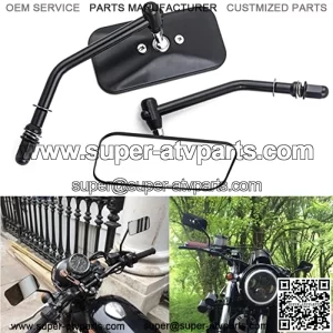 Motorcycle Rectangle Rear View Mirrors with 8mm Bolts, Universal M8 Black Vintage Aluminum Alloy Handlebar Side Mirrors for ATV Street Bike Cruiser Chopper