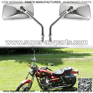 Espejos cromados para motocicleta de 10 mm, espejos retrovisores universales para motocicleta, espejo de motocicleta para Aprilia, Honda, Kawasaki, Suzuki, Street Bike y Cruiser Chopper (rect??ngulo, 1