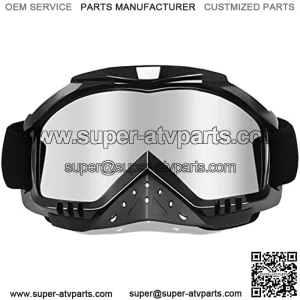 Dmeixs Motorcycle Goggles Dirt Bike Goggles Grip For Helmet Anti UV Windproof Dustproof Anti Fog Glasses for ATV Off Road Racing with Cool Look Headwear Silver Lens 2 in 1