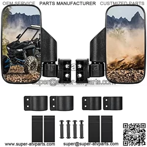 UTV Side Mirrors for 1.75"-2"Inch Roll Bar, Easy-Adjustable 2021 New UTV Side View Mirrors, Compatible With the Full Range of Polaris RZR, Kawasaki Mule Teryx, Honda Pioneer SXS, Yamaha YXZ