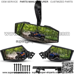 Center Convex Rearview Mirror and Adjustable Folding Side Rear View Mirrors Kit for Polaris RZR XP XP4 1000 Turbo S 4 1000 900 2014-2023 Accessories (Replace #2881198, #2881540)
