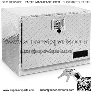 24 Inch Heavy Duty Aluminum Diamond Plate Tool Box Pickup Truck ATV Underbody Trailer Storage Tools Organizer with Weather Resistant Seal Lock & Keys - Silver