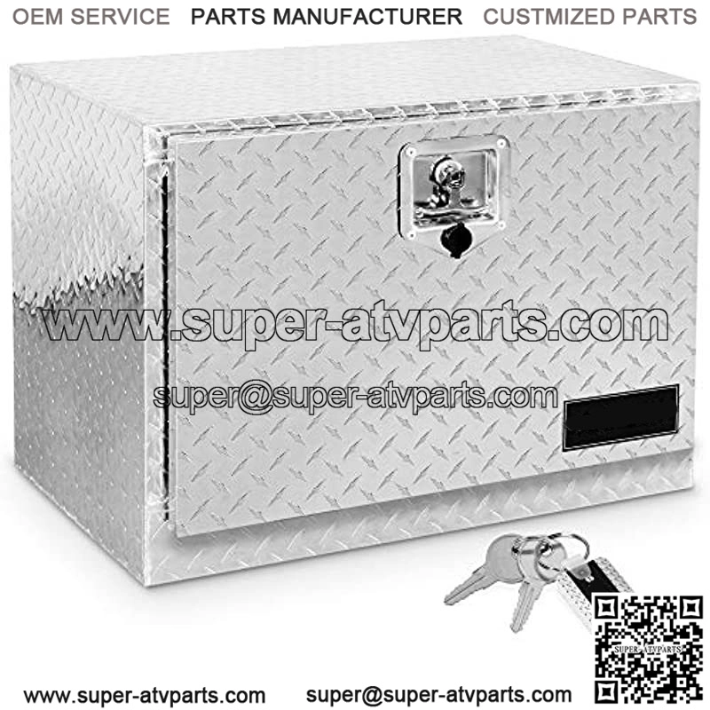 24 Inch Heavy Duty Aluminum Diamond Plate Tool Box Pickup Truck ATV Underbody Trailer Storage Tools Organizer with Weather Resistant Seal Lock & Keys - Silver