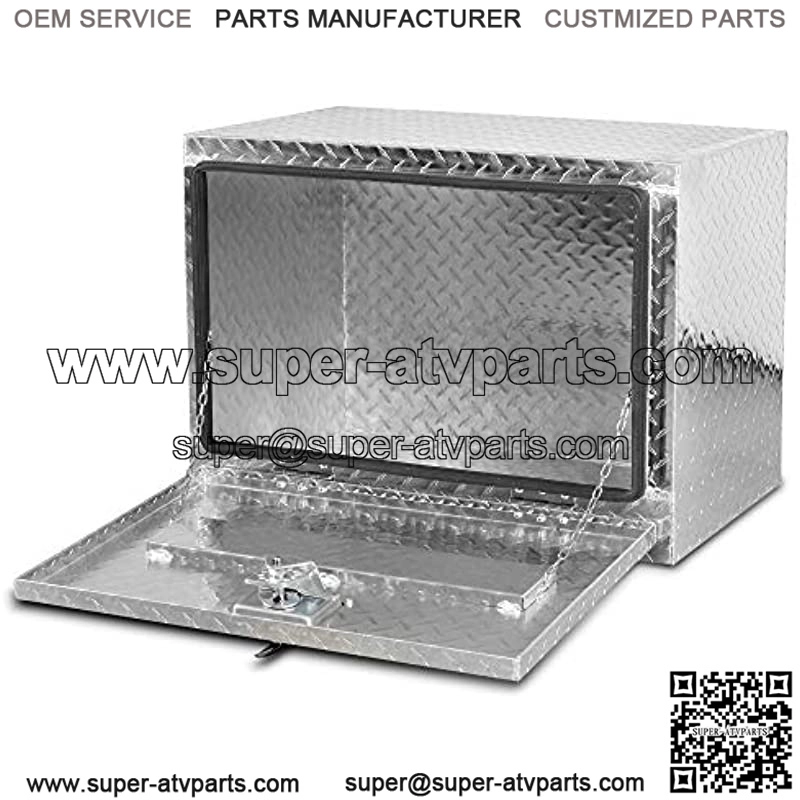 24 Inch Heavy Duty Aluminum Diamond Plate Tool Box Pickup Truck ATV Underbody Trailer Storage Tools Organizer with Weather Resistant Seal Lock & Keys - Silver - Image 3
