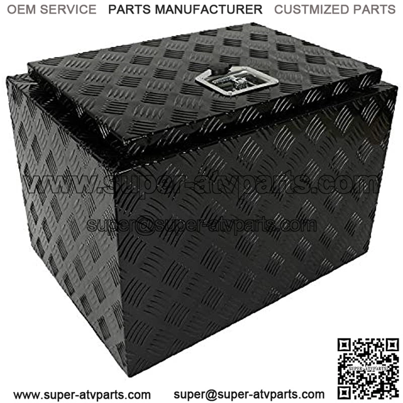 24"X17"X18" Black Aluminum 5 Bar Tread Tool Box Truck Car Outdoor Trailer Pickup Underbody Toolbox,RV Storage Organizer W/Lock Latch w/Keys, T-Handle