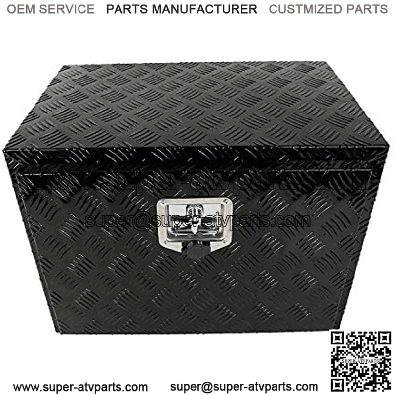 24"X17"X18" Black Aluminum 5 Bar Tread Tool Box Truck Car Outdoor Trailer Pickup Underbody Toolbox,RV Storage Organizer W/Lock Latch w/Keys, T-Handle - Image 2