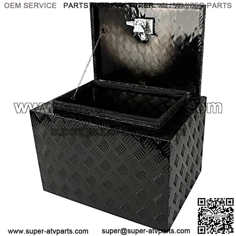 24"X17"X18" Black Aluminum 5 Bar Tread Tool Box Truck Car Outdoor Trailer Pickup Underbody Toolbox,RV Storage Organizer W/Lock Latch w/Keys, T-Handle - Image 3