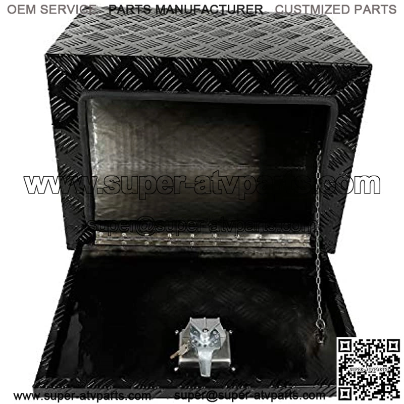 24"X17"X18" Black Aluminum 5 Bar Tread Tool Box Truck Car Outdoor Trailer Pickup Underbody Toolbox,RV Storage Organizer W/Lock Latch w/Keys, T-Handle - Image 4