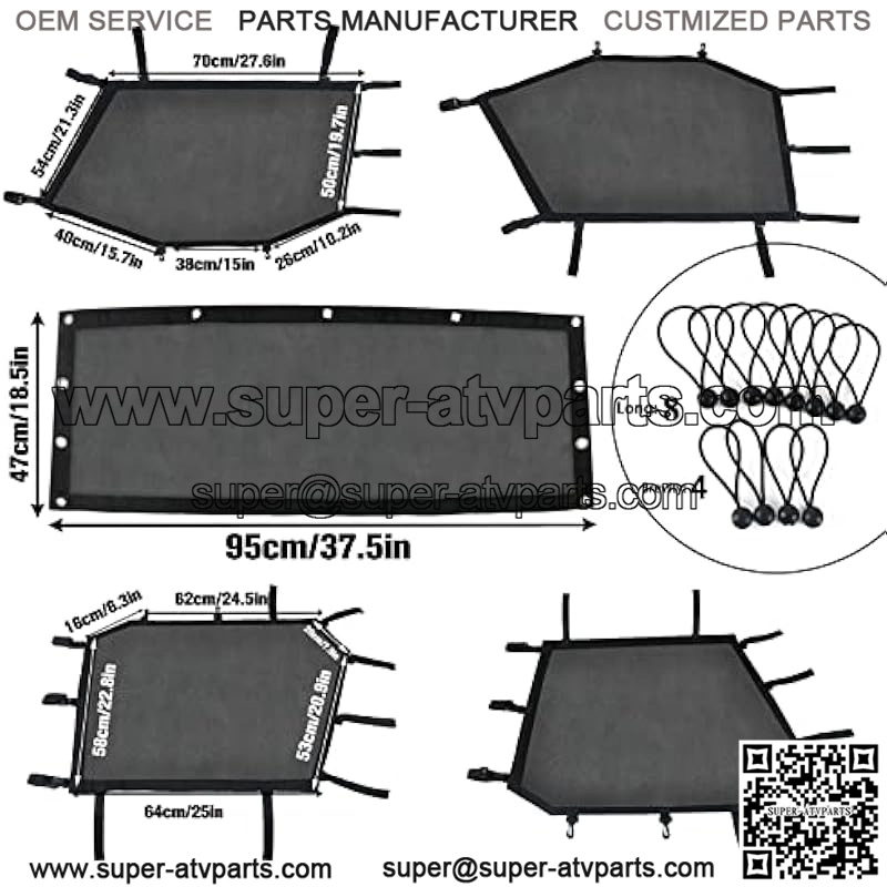 Windshied Sun Shade Net for Polaris Rear Side Protective Window Netting UTV 4 Seat Window Safety Net Rear Window Shade Cover for 2015-2019 UTV Polaris RZR 900/1000 4 Door(5Pcs/Set) - Image 2