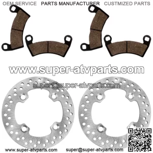 2 Front Brake Disc Rotor And Pads for Polaris Ranger Crew XP 1000 2017-2018 (For: Polaris)