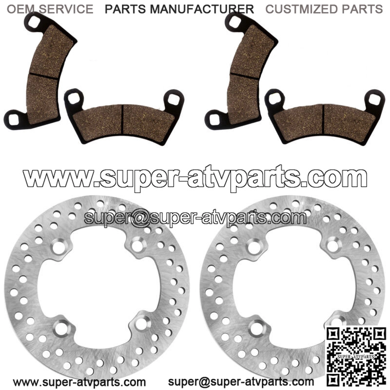 2 Front Brake Disc Rotor And Pads for Polaris Ranger Crew XP 1000 2017-2018 (For: Polaris)
