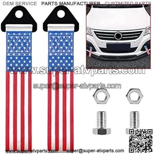 2 Pack Car Racing Tow Straps, MELIFE Tow Straps Universal Cars Set Belt Nylon Tow Straps Traction Rope Trailer Hooks for Rear or Front Bumper Decorative Trailer Belts - Stars and Stripes