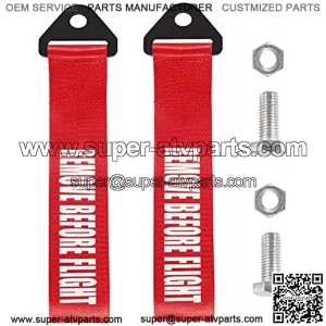 DORHEA 2PCS Racing Tow Strap Red High Strength Tow Strap Universal Cars Set Belt Nylon Strap Traction Rope Trailer Hook Compatible with Front or Rear Bumper Towing Hooks Decorative Trailer Belt (Red)