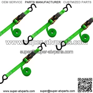 101W QuadWinder 14?? Padded Ratchet Tie Down, Green (4pk) - Patented Self-Loading Storage Case - 1,500lb Break Strength, 500lb Safe Work Load ?C Haul Lighter Loads Like ATV??s, Mowers and More