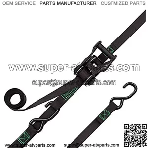 #4628 10-Foot Tactical Ratchet Straps, Haul Light Loads in Pickup Trucks & Trailers, Dirt Bikes, ATV's, Lawn Tractors, 1,500 lb Break Strength 500 lb Safe Work Load, 2-Pack, Black