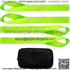 Vehiclex Correas de amarre para motocicleta de 1.5 x 18 pulgadas, color verde, capacidad de carga de 1000 libras, paquete de 4 lazos de amarre en bolsa de almacenamiento, remolque seguro de bicicletas