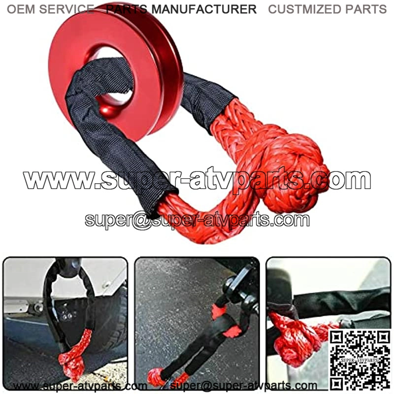 Winch Snatch Recovery Ring - Synthetic Winch Rope | Snatch Ring Soft Shackle | Winch Accessories for UTV ATV SUV Truck Recovery (41000 lb, Red Ring & Red Shackle) - Image 4