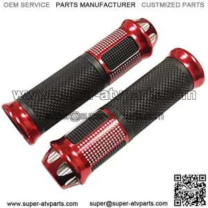 MMG Universal Handlebar Grips 7/8 inches (22mm) Aluminum Soft Rubber Motorcycle Scooter, Diamond, Red