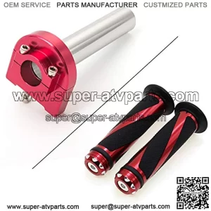 Motorcycle 7/8" Handle bar Hand Grips with Anodized CNC Quick Twist Throttle Tube Motorized Lever Control Fit for Most Scooter Sportbikes ATV for Kawasaki Honda Suzuki Yamaha