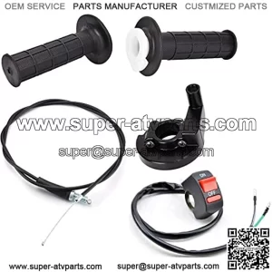 22mm Twist Throttle Accelerator Handle Grips, 50 90 110 125cc Pit Bike Dirtbike (Handle Grip + Cable + Throttle Clamp + flameout Switch) by CALU LUKY