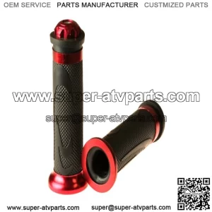 Red Anodized Aluminum & Rubber Grip Set for Scooters, ATVs, & Dirt Bikes