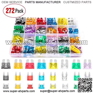 50019R 272pcs Standard & Mini & Low Profile Mini Blade Fuse Assortment, 2A 5A 10A 15A 20A 25A 30A 35A Replacement Fuses for Car Boat Truck SUV Automotive