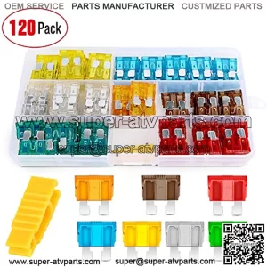 50016R 120 pcs Standard Fuse Assortment kit ?C 5, 7.5, 10, 15, 20, 25, 30 AMP ?C Regular APR/ATO (Open)/ATC Blade Fuses for Cars, Trucks, Boats,Automotives,2 Years Warranty