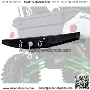 SuperATV Winch Ready Rear Bumper for 2012-2013 Kawasaki Teryx 4 750 / 2014+ Teryx 4 800 - Made of Thick Sheet Metal - 2 D-Ring Mounts - Built-In Winch Mount Prefit for SuperATV 3500lb. Black Ops Winch