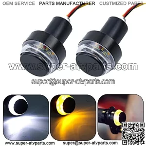 LivTee Motorcycle Handlebar End LED Lights, Dual Color for Turn Signal Lights and Side Marker Lights or Running Lights, Amber / White